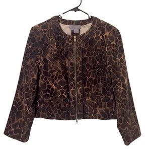 Eccoci Women’s Cropped Giraffe Animal Print Zipper Jacket Sz 6